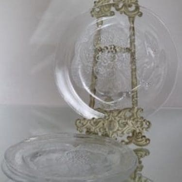 Nuutajärvi Pioni lautaset, käsinmaalattu, 4 kpl, suunnittelija Oiva Toikka, käsinmaalattu, signeerattu, käsinmaalattu