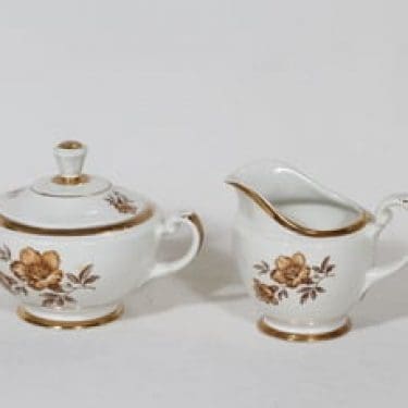 Arabia Myrna sokerikko ja kermakko, suunnittelija Olga Osol, serikuva