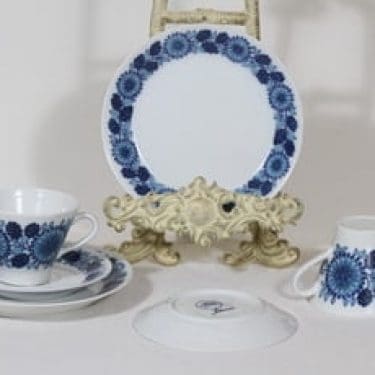 Arabia Johanna kahvikupit ja lautaset, sininen, 2 kpl, suunnittelija Raija Uosikkinen, serikuva