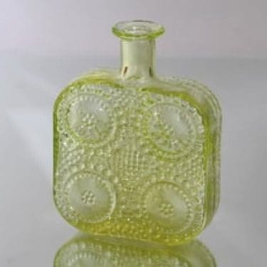 Riihimäen lasi Grapponia koristepullo, keltainen, suunnittelija Nanny Still,