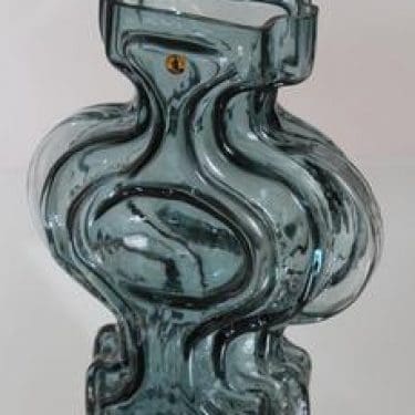 Riihimäen lasi Emma maljakko, siniharmaa, suunnittelija Helena Tynell, suuri