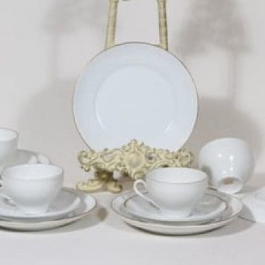 Arabia Aurora kahvikupit ja lautaset, valkoinen, 4 kpl, suunnittelija ,