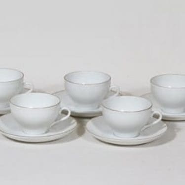 Arabia Aurora kahvikupit, valkoinen, 5 kpl, suunnittelija ,