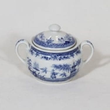 Arabia Singapore sokerikko, sininen, suunnittelija , kuparipainokoriste