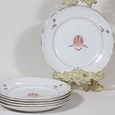 Arabia Näkki lautaset, matala, 6 kpl, suunnittelija Tyra Lungren, matala, siirtokuva