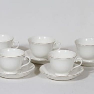 Arabia raitakoriste kahvikupit, kultaraita, 5 kpl, suunnittelija , kultaraita, kultaraita, raitakoriste