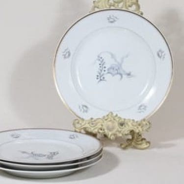 Arabia Mökki lautaset, matala, 4 kpl, suunnittelija Rainer Baer, matala, painokuva