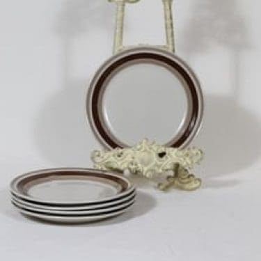 Arabia Pirtti leivoslautaset, 5 kpl, suunnittelija Raija Uosikkinen, raitakoriste