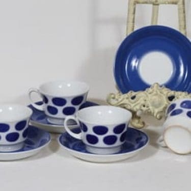 Arabia EP kahvikupit, sininen, 4 kpl, suunnittelija , puhalluskoriste, retro, nimetön koriste