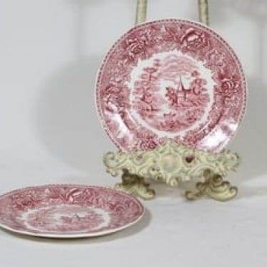 Arabia Maisema leivoslautaset, punainen, 2 kpl, suunnittelija , kuparipainokoriste