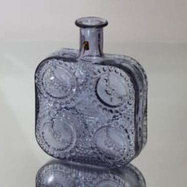 Riihimäen lasi Grapponia koristepullo, neodymi, suunnittelija Nanny Still,