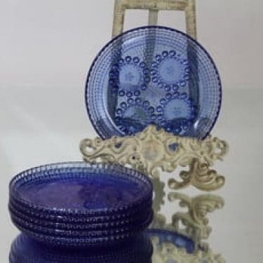 Riihimäen lasi Grapponia lautaset, sininen, 6 kpl, suunnittelija Nanny Still, pieni