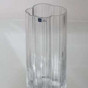 Nuutajärvi Cumulus maljakko, kirkas, suunnittelija Markku Salo,