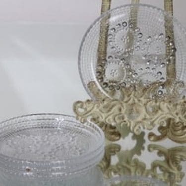 Riihimäen lasi Grapponia lautaset, kirkas, 4 kpl, suunnittelija Nanny Still, pieni