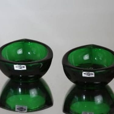 Nuutajärvi Häränsilmä tuhka-astiat, vihreä, 2 kpl, suunnittelija Kaj Franck, suuri