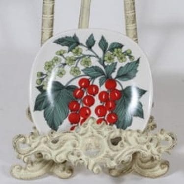 Arabia Botanica koristelautanen, Punainen viinimarja, suunnittelija Esteri Tomula, Punainen viinimarja, pieni, serikuva