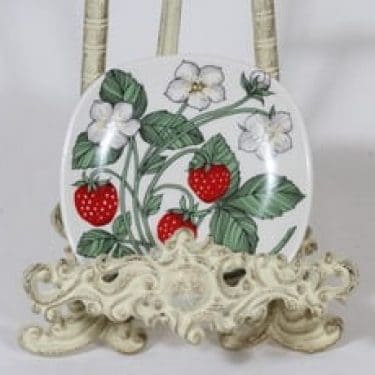 Arabia Botanica koristelautanen, Ahomansikka, suunnittelija Esteri Tomula, Ahomansikka, pieni, serikuva