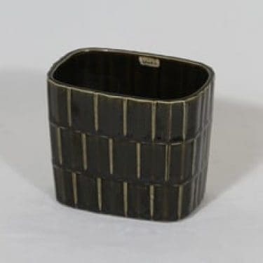 Arabia 382-2 maljakko, oliivinvihreä, suunnittelija Göran Bäck, funktionalismi