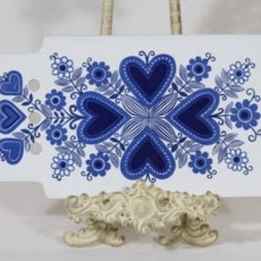 Arabia Sirpa talouslevy, sininen, suunnittelija Raija Uosikkinen, serikuva, retro