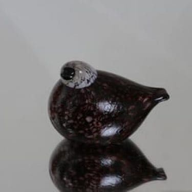 Nuutajärvi koristelintu, Punavarpunen, suunnittelija Oiva Toikka, Punavarpunen, pieni, signeerattu