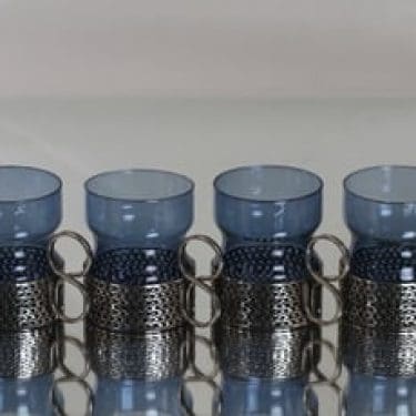 Iittala Tsaikka teelasit, sininen, 4 kpl, suunnittelija Timo Sarpaneva,