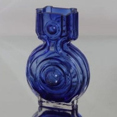 Riihimäen lasi Aitanlukko maljakko, sininen, suunnittelija Helena Tynell,