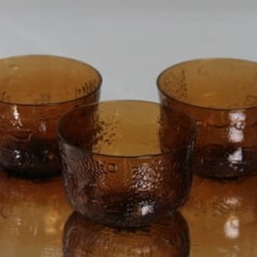 Nuutajärvi Fauna annoskulhot, ruskea, 3 kpl, suunnittelija Oiva Toikka,