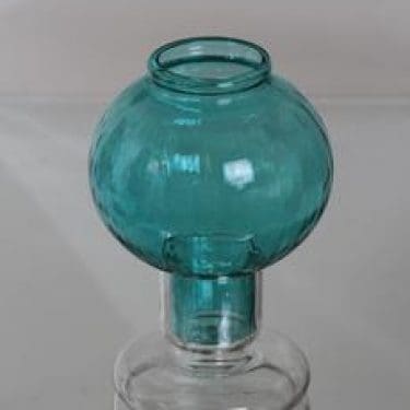 Riihimäen lasi Tuikku kynttilälyhty, turkoosi, suunnittelija Nanny Still,