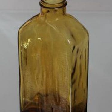 Riihimäen lasi Lankkupullo koristepullo, amber, suunnittelija Helena Tynell,