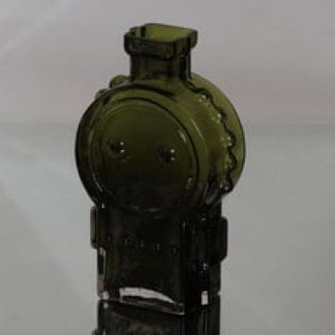 Riihimäen lasi Ahkeraliisa maljakko, oliivinvihreä, suunnittelija Helena Tynell,