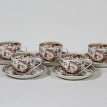 Arabia Singapore kahvikupit, ruskea, 5 kpl, suunnittelija ,