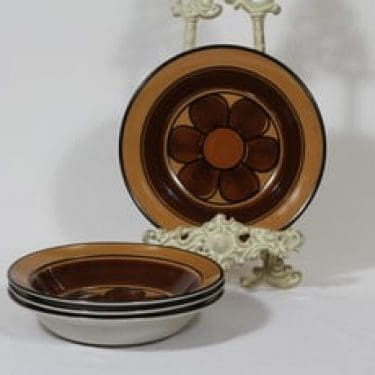 Arabia Kalevala lautaset, syvä, 4 kpl, suunnittelija Anja Jaatinen-Winquist, syvä, käsinmaalattu, signeerattu