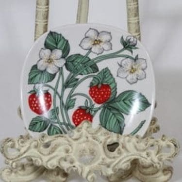 Arabia Botanica koristelautanen, Ahomansikka, suunnittelija Esteri Tomula, Ahomansikka, pieni, serikuva