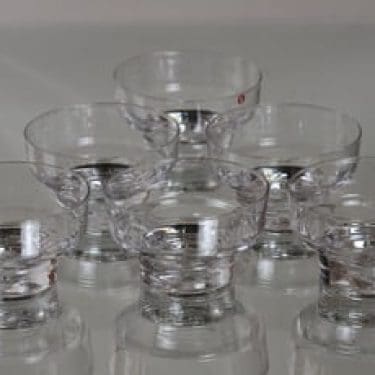 Iittala Jäänsärkijä jälkiruokakulhot, kirkas, 6 kpl, suunnittelija Tapio Wirkkala,