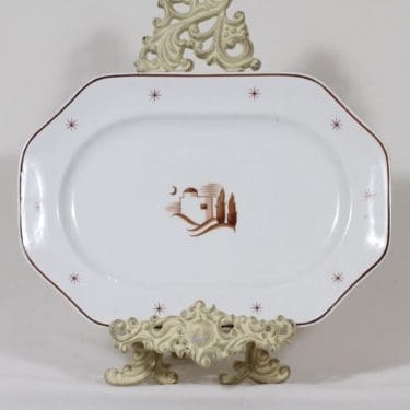 Arabia Orient vati, suunnittelija Rainer Baer, suuri, painettu koriste, art deco