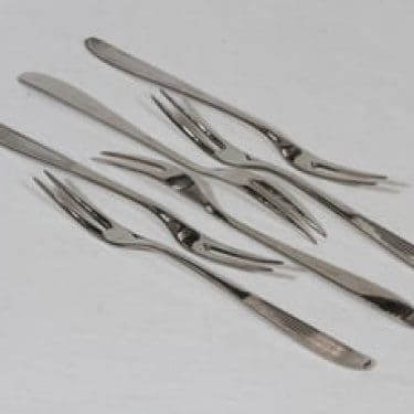 Hackman Scandia kalahaarukat, teräs, 6 kpl, suunnittelija Kaj Franck, teräs