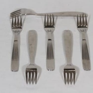 Hackman Scandia haarukat, teräs, 6 kpl, suunnittelija Kaj Franck, teräs