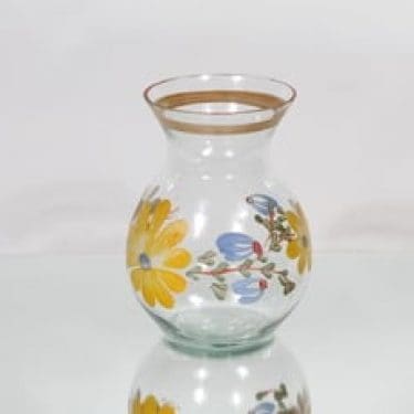 Kauklahden lasi maljakko, käsinmaalattu, suunnittelija , käsinmaalattu