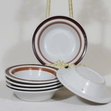 Arabia Rosmarin lautaset, syvä, 6 kpl, suunnittelija Ulla Procope, syvä, käsinmaalattu, signeerattu