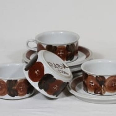 Arabia Rosmarin teekupit, käsinmaalattu, 4 kpl, suunnittelija Ulla Procope, käsinmaalattu, signeerattu