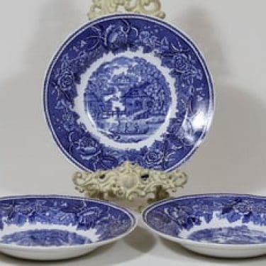 Arabia Maisema lautaset, syvä, 3 kpl, suunnittelija , syvä, kuparipainokoriste