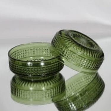 Riihimäen lasi Barokki annoskulhot, vihreä, 2 kpl, suunnittelija Erkkitapio Siiroinen,