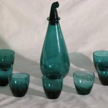 Riihimäen lasi T/339 lasikarahvi ja lasit, 7 kpl, suunnittelija Nanny Still,