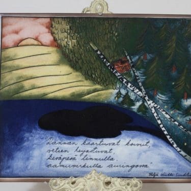 Arabia koristelaatta, Rannan koivut, suunnittelija Heljä Liukko-Sundström, Rannan koivut, suuri, serikuva, signeerattu