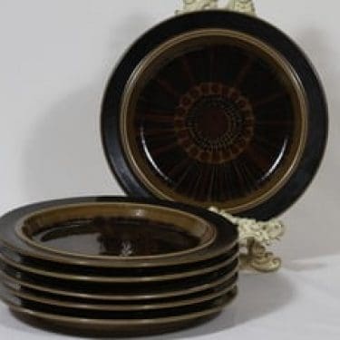 Arabia Kosmos lautaset, matala, 6 kpl, suunnittelija Gunvor Olin-Grönqvist, matala, puhalluskoriste