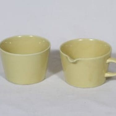 Arabia Kilta sokerikko ja kermakko, keltainen lasite, suunnittelija Kaj Franck,