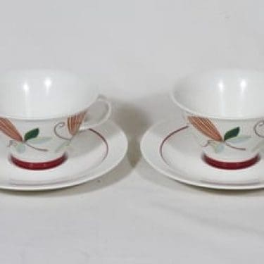 Arabia Harlekin teekupit, Carneval, 2 kpl, suunnittelija Inkeri Leivo, Carneval, serikuva