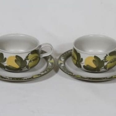 Arabia PW kahvikupit, käsinmaalattu, 2 kpl, suunnittelija Raija Uosikkinen, käsinmaalattu, signeerattu