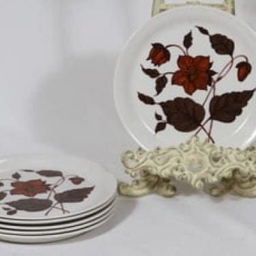 Arabia Cafe lautaset, 6 kpl, suunnittelija Gunvor Olin-Grönqvist, pieni, serikuva