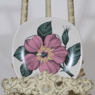 Arabia Rosa koristelautanen, Rosa canina, suunnittelija Esteri Tomula, Rosa canina, pieni, serikuva